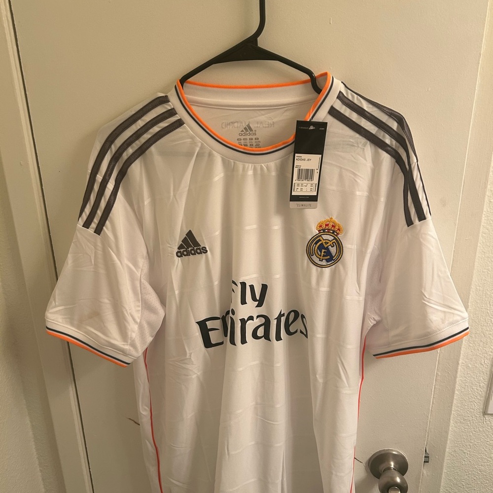 Adidas White Jersey with Black and Gold Details